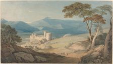 Harlech Castle and Snowdon, c. 1805. Creator: John Varley I