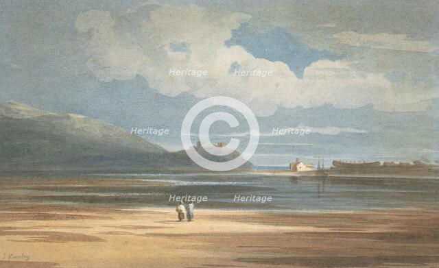 Harlech Castle across the Traeth Mawr, 1800-1842. Creator: John Varley I.