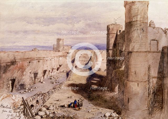 Harlech Castle from the ramparts, Wales, 1850. Artist: Sir John Gilbert