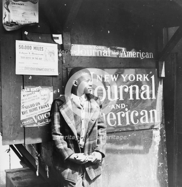 Harlem newsboy, New York, 1943. Creator: Gordon Parks.