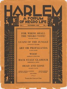 Harlem: a forum of Negro life, vol. 1, no. 1, cover, 1928-11. Creator: Aaron Douglas