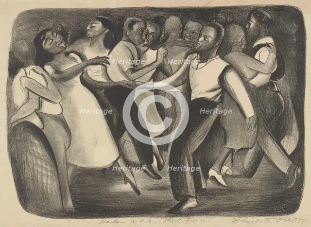 Harlem WPA Street Dance, ca.1935 - 1943. Creator: Elizabeth Olds.