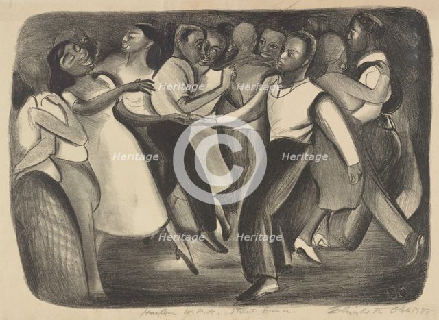 Harlem WPA Street Dance, ca.1935 - 1943. Creator: Elizabeth Olds.
