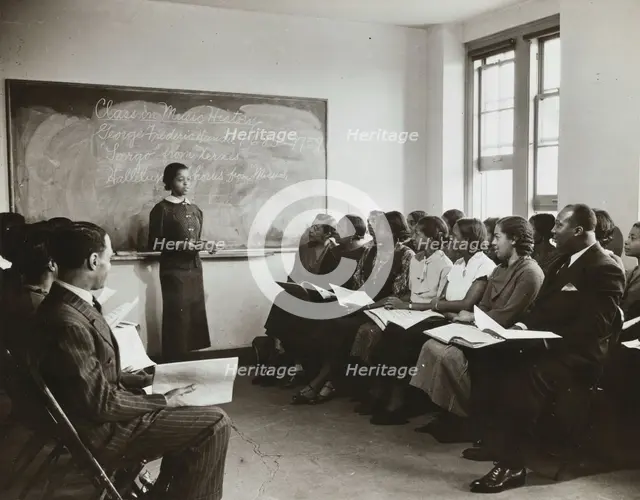 Harlem YMCA Music and Music History Class conducted by instructors from the Federal..., 1935 - 1943. Creator: Unknown.