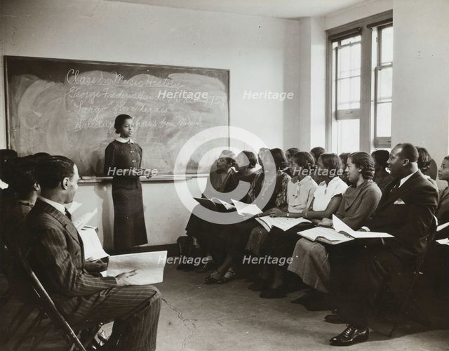 Harlem YMCA Music and Music History Class conducted by instructors from the Federal..., 1935 - 1943. Creator: Unknown.