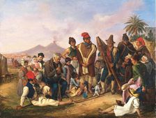 Harlequin and Columbine, 1834. Creator: Carelli, Raffaele (1795-1864)