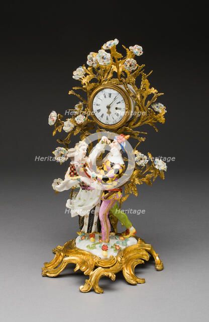 Harlequin Family Clock, Meissen, c. 1740. Creator: Meissen Porcelain.