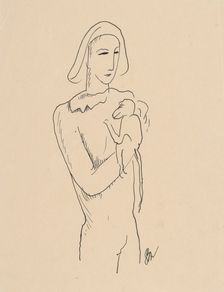 Harlequin with a monkey on his arm, around 1929-1930. Creator: Mikulas Galanda