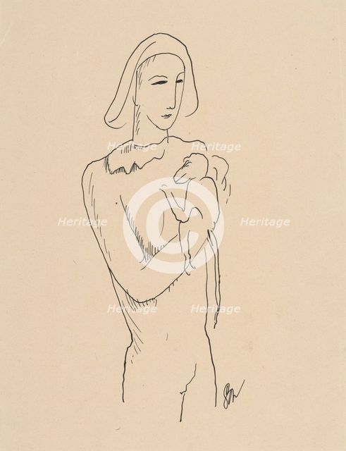 Harlequin with a monkey on his arm, around 1929-1930. Creator: Mikulas Galanda.