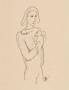 Harlequin with a monkey on his arm, around 1929-1930. Creator: Mikulas Galanda