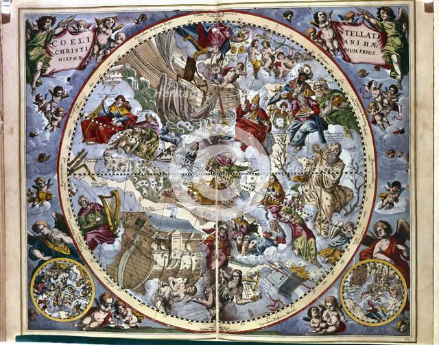 Harmonia Macrocosmica', engraving with Bible passages by Andreas Cellarius.
