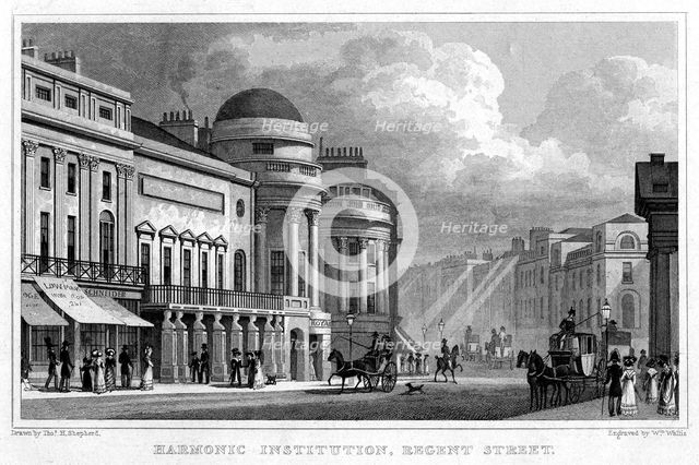 Harmonic Institution, Regent Street, 1828.Artist: W Wallis