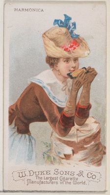 Harmonica, from the Musical Instruments series (N82) for Duke brand cigarettes, 1888., 1888. Creator: Schumacher & Ettlinger