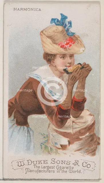 Harmonica, from the Musical Instruments series (N82) for Duke brand cigarettes, 1888., 1888. Creator: Schumacher & Ettlinger.