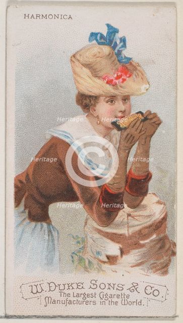 Harmonica, from the Musical Instruments series (N82) for Duke brand cigarettes, 1888., 1888. Creator: Schumacher & Ettlinger.