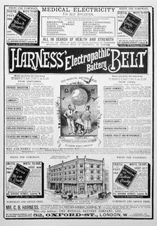 Harness Electropathic Battery Belt advert, 1893