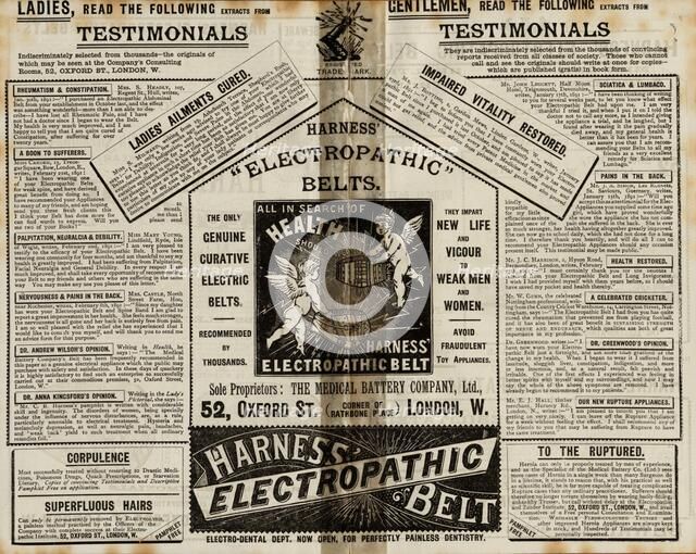 Harness Electropathic belt, 1890s. Artist: Unknown