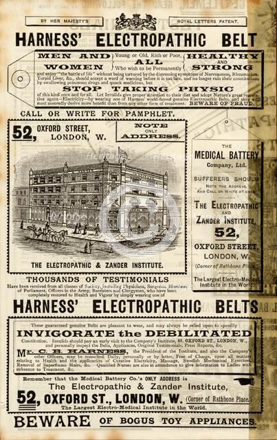 Harness Electropathic belt, 1890s. Artist: Unknown