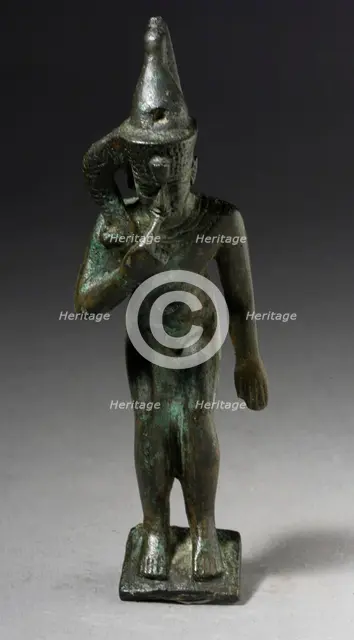 Harpocrates Figurine Wearing a Sidelock, 30th Dynasty-Ptolemaic Period (380-30 BCE). Creator: Unknown.