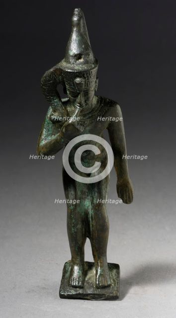 Harpocrates Figurine Wearing a Sidelock, 30th Dynasty-Ptolemaic Period (380-30 BCE). Creator: Unknown.