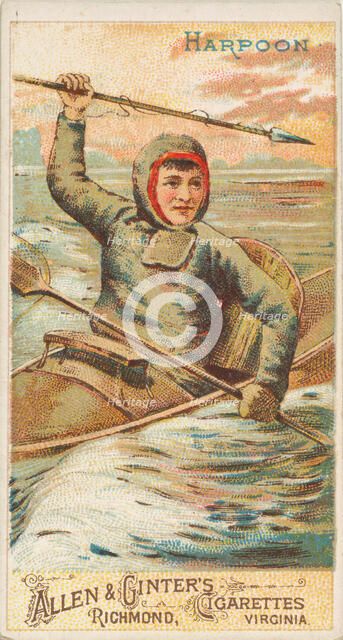 Harpoon, from the Arms of All Nations series (N3) for Allen & Ginter Cigarettes Brands, 1887. Creator: Allen & Ginter.