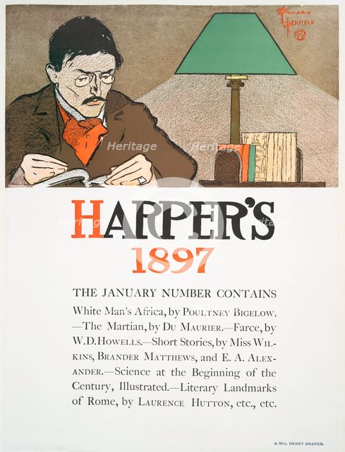 Harper's 1897, The January Number Contains White Man's Africa, by Poultney Bigelow..., c1897. Creator: Edward Penfield.
