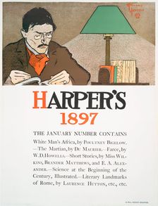 Harper's 1897, The January Number Contains White Man's Africa, by Poultney Bigelow..., c1897. Creator: Edward Penfield