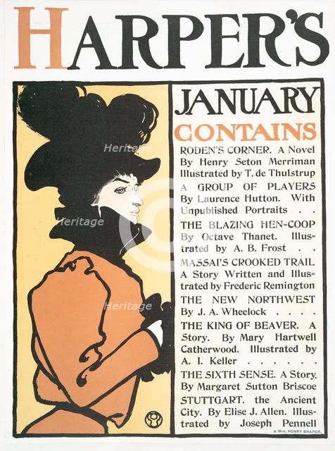 Harper's January. Contains Rodens Corner A Novel By Henry Seton Merriman..., c1898. Creator: Edward Penfield.