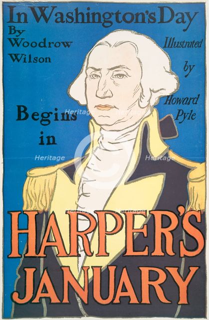 Harper's January,  In Washington's Day Begins in, by Woodrow  Willson..., c1890 - 1907. Creator: Edward Penfield.