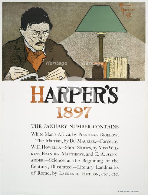 Harper's 1897, The January Number Contains White Man's Africa, by Poultney Bigelow..., c1897. Creator: Edward Penfield.