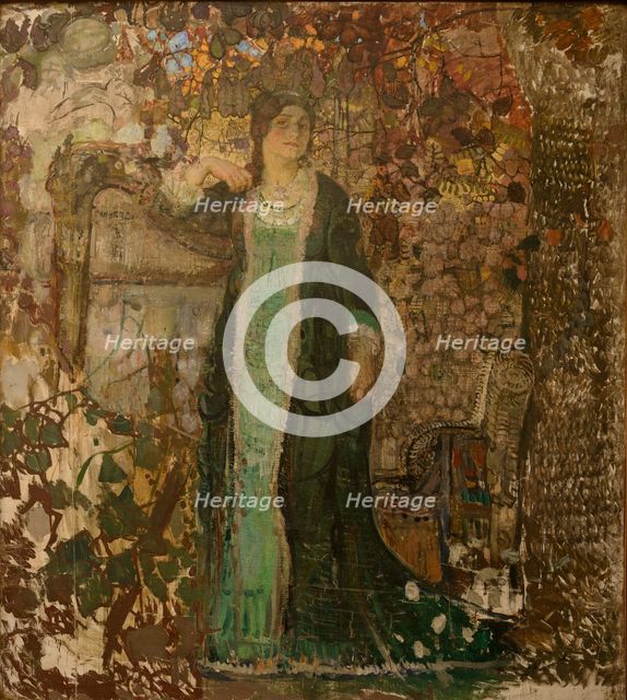 Harpist, Portrait of Tatiana Sergeevna Bartseva (1886-1984), 1908.
