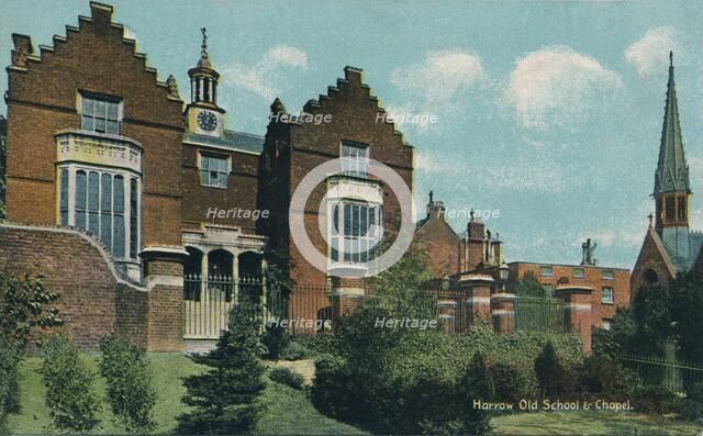 'Harrow Old School & Chapel', c1910. Artist: Unknown.