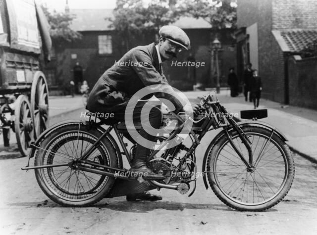 Harry Collier on a Matchless bike, Isle of Man Senior TT, 1912. Artist: Unknown