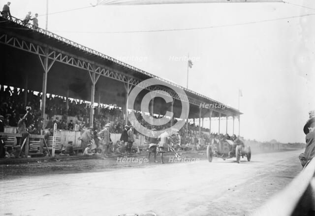 Harry Grant in alco car winning Cup Race, 1910, Kadel photo, 1910. Creator: Bain News Service.