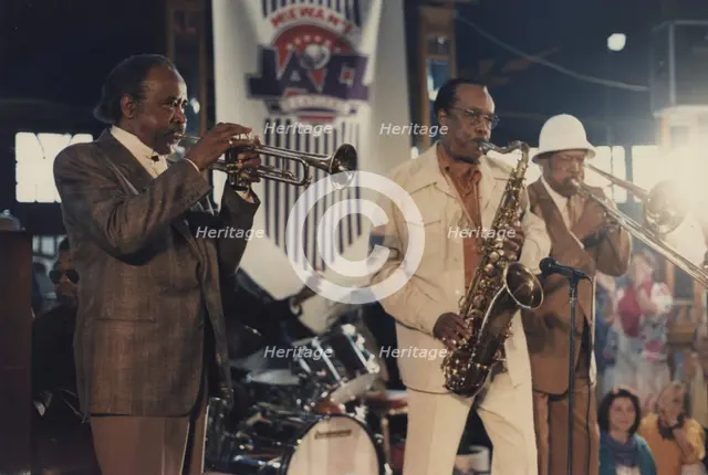 Harry Edison, Buddy Tate, Al Grey, (Harlem Stampede), Edinbugh Jazz Festival, 1986. Creator: Brian Foskett.