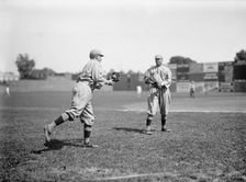 Harry Hooper, Left; Unidentified, Right; Boston Al (Baseball), 1913. Creator: Harris & Ewing
