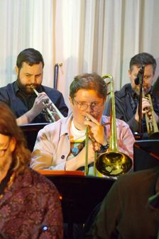 Harry Maund, Stan Sulzmann’s Neon Orchestra, Watermill Jazz Club, Dorking, Surrey, Nov 2023. Creator: Brian O'Connor
