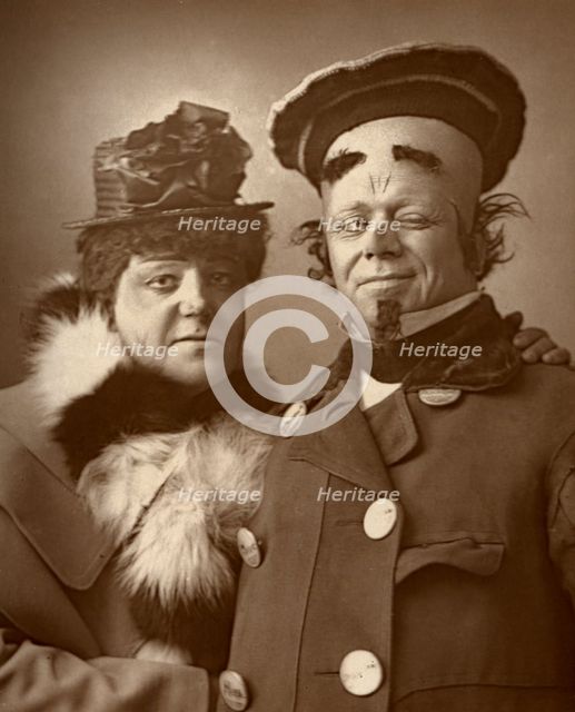Harry Nicholls and Herbert Campbell, British actors (the Queen and the King), 1888.  Artist: W&D Downey
