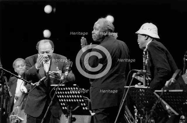 Harry "Sweets" Eddison, Lionel Hampton and Al Grey, c1990. Creator: Brian Foskett.
