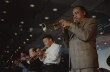 Harry "Sweets" Edison and Phil Harper, Jazz Inn Party, Nordwijk, Netherlands, 1989. Creator: Brian Foskett