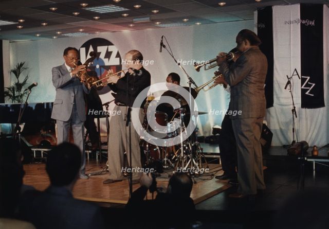 Harry "Sweets" Edison, Clark Terry, Lew Soloff and Alvin Queen, Jazz Inn Party, Nordwijk, 1989. Creator: Brian Foskett.