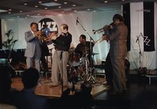 Harry "Sweets" Edison, Clark Terry, Lew Soloff and Alvin Queen, Jazz Inn Party, Nordwijk, 1989. Creator: Brian Foskett