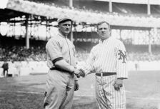 Harry Wolverton, New York AL, at left and John McGraw, New York NL, at right at the Polo...,1912. Creator: Bain News Service