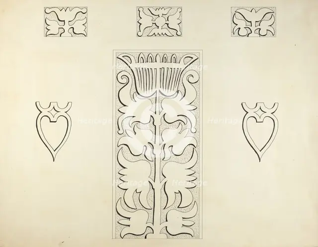 Hartford Cupboard (Detail), c. 1936. Creator: Martin Partyka.