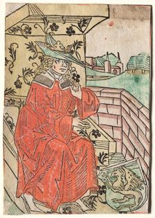 Hartlib's Alexander: Alexander Seated on Throne, 1400s. Creator: Unknown
