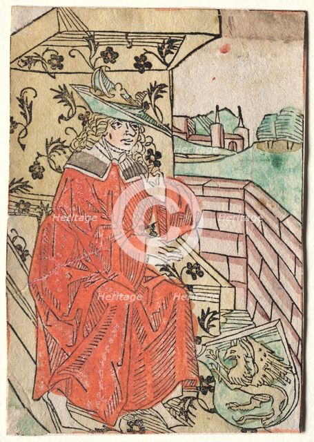 Hartlib's Alexander: Alexander Seated on Throne, 1400s. Creator: Unknown.