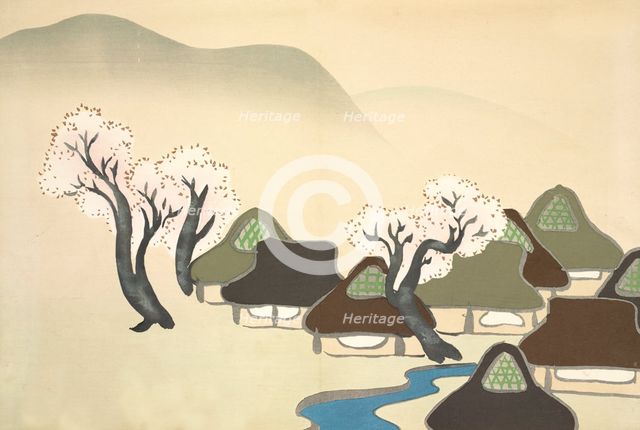 Haru No Denka, from Momoyo-gusa (The World of Things) Vol III, pub.1910 (colour block woodcut)