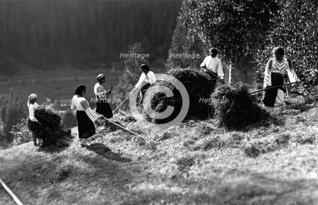Harvest time, Bistrita Valley, Moldavia, north-east Romania, c1920-c1945. Artist: Adolph Chevalier