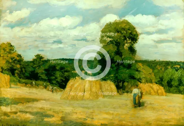 'Harvest at Montfoucault', 1876. Artist: Camille Pissarro