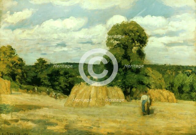 'Harvest at Montfoucault', 1876. Artist: Camille Pissarro